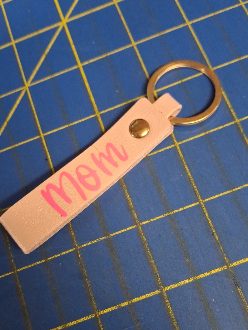 Mom Pink Pleather 3" Keyring Purse Charm
